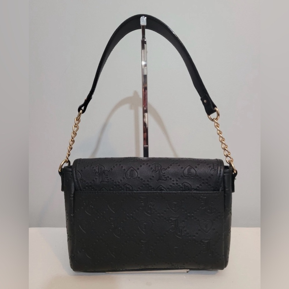 Juicy Couture Black Logo Embossed Crossbody Shoulder Bag Faux Leather - 2 Straps - Picture 3 of 16